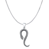 Snake Pendant Box Chain Necklace Oxidized  925 Sterling Silver