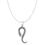Snake Pendant Cable Chain Necklace Oxidized  925 Sterling Silver