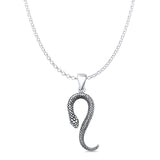 Snake Pendant Rolo Chain Necklace Oxidized  925 Sterling Silver