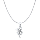 Snake Pendant Box Chain Necklace Oxidized 925 Sterling Silver