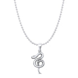 Snake Pendant Bead Chain Necklace Oxidized 925 Sterling Silver