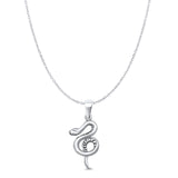 Snake Pendant Cable Chain Necklace Oxidized 925 Sterling Silver