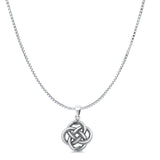 Celtic Snake Pendant Box Chain Necklace Twisted Oxidized 925 Sterling Silver