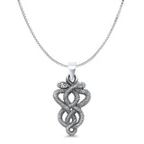 Twisted Snake Pendant Box Chain Necklace Oxidized 925 Sterling Silver