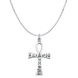 Egyptian Cross Ankh Pendant Box Chain Necklace Oxidized 925 Sterling Silver
