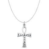 Egyptian Cross Ankh Pendant Cable Chain Necklace Oxidized 925 Sterling Silver