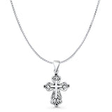 Filigree Cross Pendant Box Chain Necklace Oxidized 925 Sterling Silver