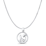 Whale Tail & Wave Pendant Box Chain Necklace Oxidized 925 Sterling Silver