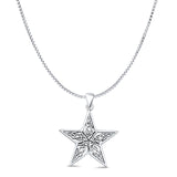 Celtic Style Star Pendant Box Chain Necklace Oxidized 925 Sterling Silver