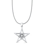 Pentacle Pendant Pentacle Chain Necklace Oxidized 925 Sterling Silver