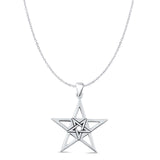 Pentacle Pendant Cable Chain Necklace Oxidized 925 Sterling Silver