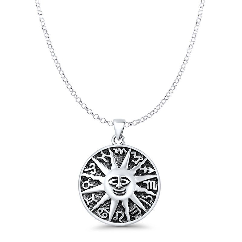  Sun & Runes Pendant Necklace
