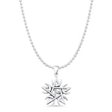Pentagram, Moon & Triskelion Pendant Bead Chain Necklace Oxidized 925 Sterling Silver
