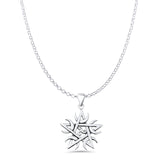 Pentagram, Moon & Triskelion Pendant Rolo Chain Necklace Oxidized 925 Sterling Silver