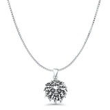 Green Man Pendant Box Chain Necklace Oxidized 925 Sterling Silver