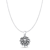 Green Man Pendant Cable Chain Necklace Oxidized 925 Sterling Silver