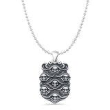 Skulls Pendant Bead Chain Necklace Oxidized 925 Sterling Silver