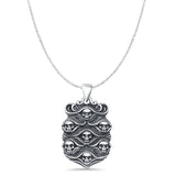 Skulls Pendant Cable Chain Necklace Oxidized 925 Sterling Silver