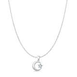 Moon & Star Charm Pendant Necklace