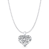  Heart & Flowers Charm Pendant Necklace
