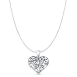  Heart & Flowers Charm Pendant Necklace