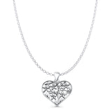  Heart & Flowers Charm Pendant Necklace