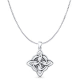 Triquetra Charm Pendant Box Chain Necklace Oxidized 925 Sterling Silver
