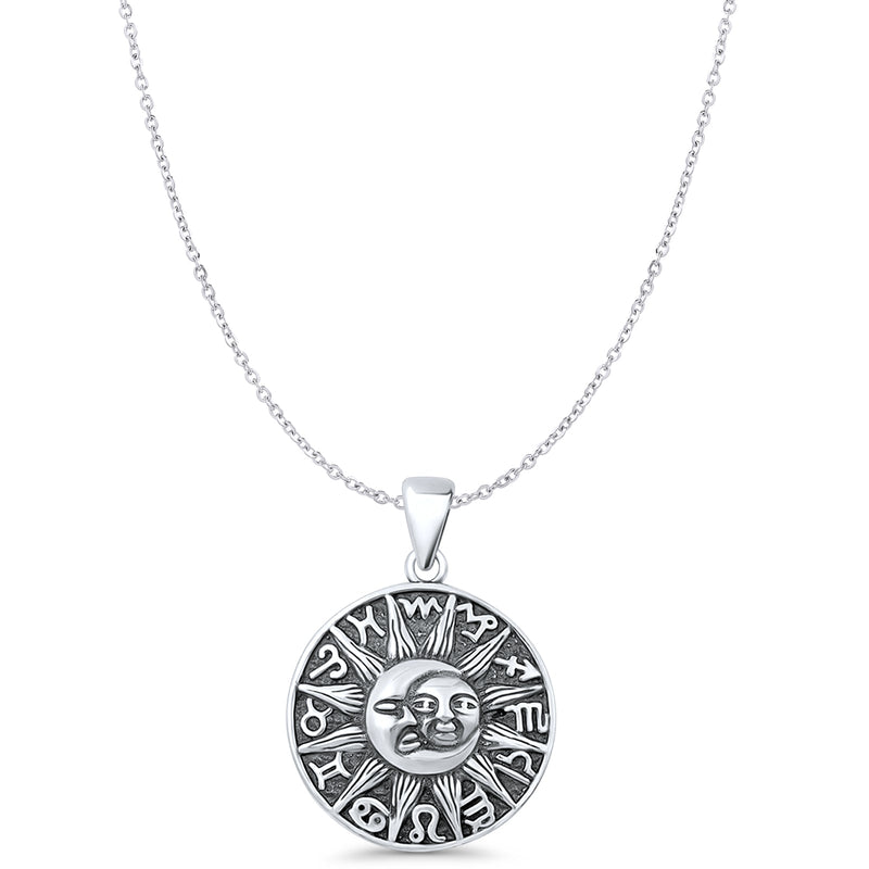  Sun, Moon & Zodiacs Charm Pendant Necklace