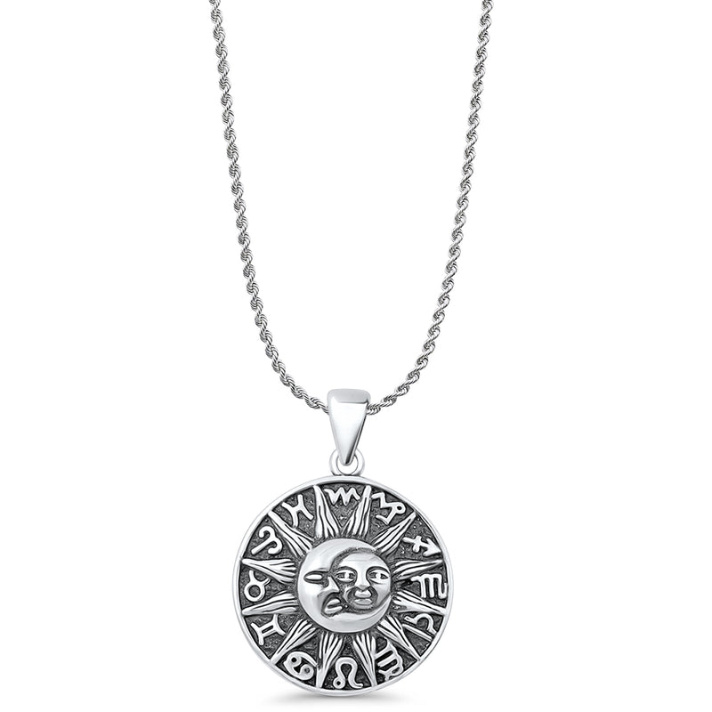  Sun, Moon & Zodiacs Charm Pendant Necklace