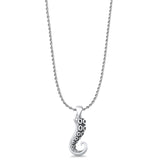 Tentacle Charm Pendant Rope Chain Necklace 19.9mm Oxidized 925 Sterling Silver
