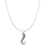 Tentacle Charm Pendant Rolo Chain Necklace 19.9mm Oxidized 925 Sterling Silver