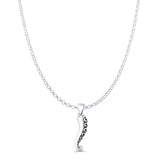 Tentacle Charm Pendant Rolo Chain Necklace 19mm Oxidized 925 Sterling Silver