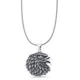 Eagle Head Charm Pendant Snake Chain Necklace Oxidized 925 Sterling Silver