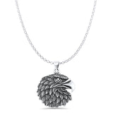 Eagle Head Charm Pendant Rolo Chain Necklace Oxidized 925 Sterling Silver