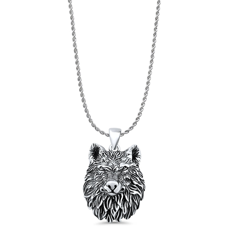  Wolf Head Charm Pendant Necklace