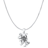 Octopus Charm Pendant Box Chain Necklace Oxidized 925 Sterling Silver