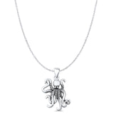 Octopus Charm Pendant Cable Chain Necklace Oxidized 925 Sterling Silver