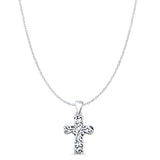 Floral Cross Filigree Charm Pendant Cable Chain Necklace Oxidized 925 Sterling Silver