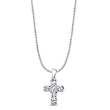  Floral Cross Filigree Charm Pendant Necklace