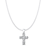  Floral Cross Filigree Charm Pendant Necklace