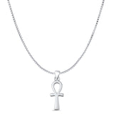 Ankh Charm Pendant Box Chain Necklace Oxidized 925 Sterling Silver