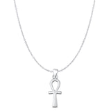 Ankh Charm Pendant Cable Chain Necklace Oxidized 925 Sterling Silver