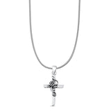  Rose Flower & Cross Pendant Necklace