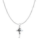  Rose Flower & Cross Pendant Necklace