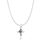  Rose Flower & Cross Pendant Necklace