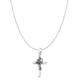  Rose Flower & Cross Pendant Necklace