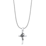  Rose Flower & Cross Pendant Necklace