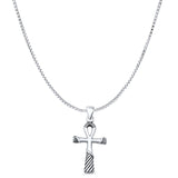 Ankh Pendant Box Chain Necklace Oxidized 925 Sterling Silver