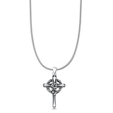  Cross & Rose Flower Pendant Necklace