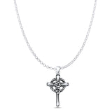  Cross & Rose Flower Pendant Necklace